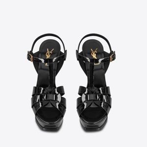 YSL yves saint laurent  TRIBUTE PLATFORM SANDALS IN PATENT LEATHER size 38.5